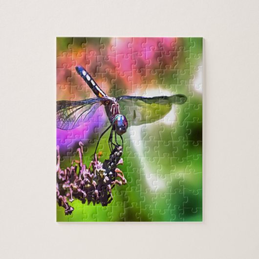 Dragonfly in grüner und blauer realistischer Maler Puzzle (Vertikal)