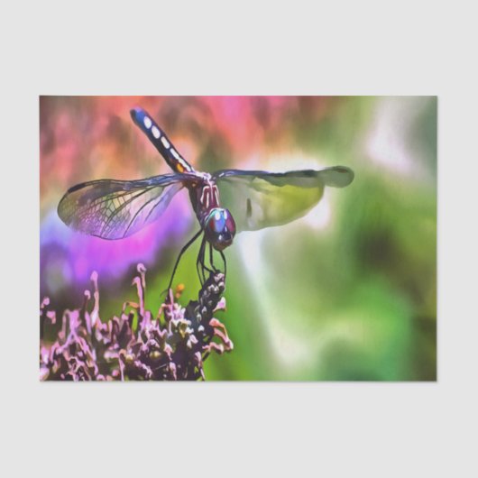 Dragonfly in grüner und blauer realistischer Maler Seidenpapier (Vorderseite)