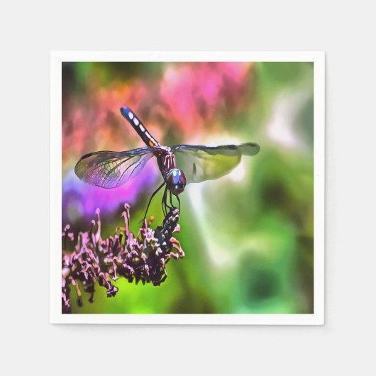 Dragonfly in grüner und blauer realistischer Maler Serviette (Vorderseite)