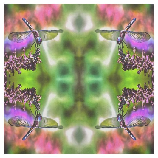 Dragonfly in grüner und blauer realistischer Maler Stoff (Muster)