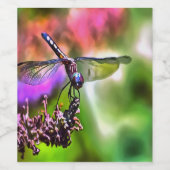 Dragonfly in grüner und blauer realistischer Maler Weinetikett (Einzelnes Label)