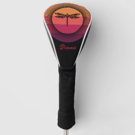 Dragonfly in Retro Sunset mit Namen Golf Headcover