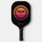 Dragonfly in Retro Sunset mit Namen Pickleball Schläger (Vorderseite)