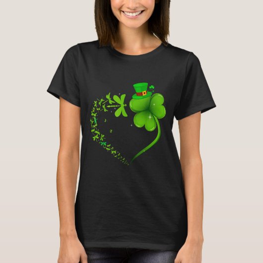 Dragonfly Irish Shamrock Heart Happy St Patrick's  T-Shirt (Vorderseite)