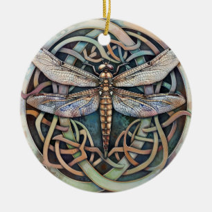 Dragonfly keltischer Knoten Keramik Ornament