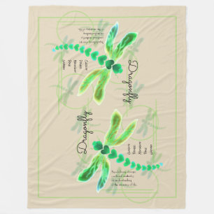 Dragonfly   Khaki Large Fleece Blanket