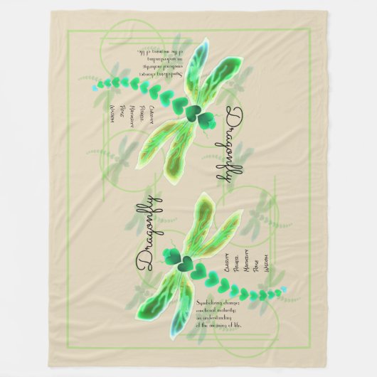 Dragonfly | Khaki Large Fleece Blanket (Vorderseite)