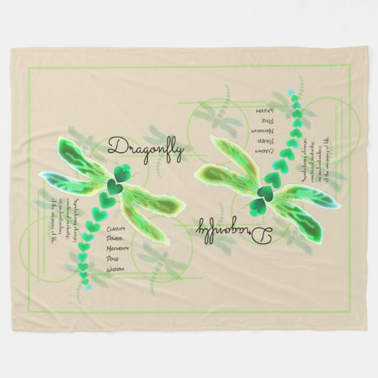 Dragonfly | Khaki Large Fleece Blanket (Vorderseite (Horizontal))