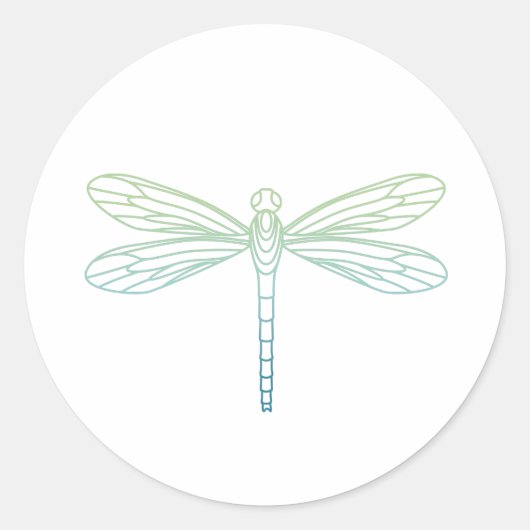 Dragonfly-Kontur Runder Aufkleber (Vorderseite)