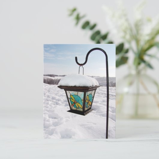 Dragonfly Lantern am Wintermorgen Postkarte (Stehend Vorderseite)