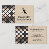 Dragonfly | Leder | Metallquadrat Visitenkarte (Vorne/Hinten)