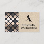 Dragonfly | Leder | Metallquadrat Visitenkarte (Vorderseite)