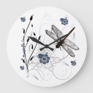 Dragonfly-Liebe-Uhr Große Wanduhr