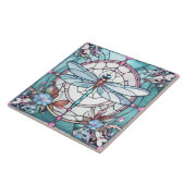 Dragonfly Light Blue und White Stached Glass Fliese (Seite)