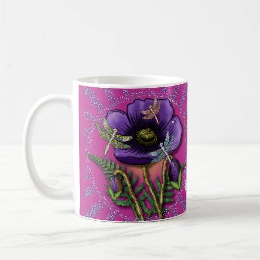 Dragonfly lila Poppy Kaffeetasse (Links)