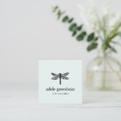 Dragonfly Logo Holistic Healer Wellness Quadratische Visitenkarte (Stehend Vorderseite)