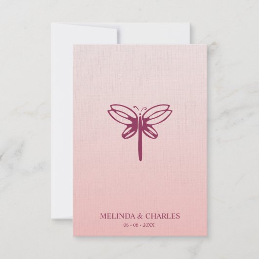 Dragonfly Logo in Burgundy on Gradient for Wedding (Vorderseite)