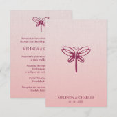 Dragonfly Logo in Burgundy on Gradient for Wedding (Vorne/Hinten)