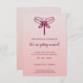 Dragonfly Logo in Burgundy on Gradient for Wedding Save The Date (Vorne/Hinten)