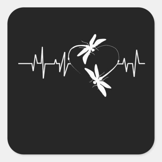Dragonfly Lover Geschenk| Funny Dragonfly Heartbea Quadratischer Aufkleber (Vorderseite)