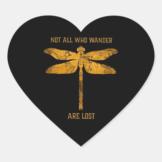 Dragonfly Lover| Nicht alle, die wandern, sind ver Herz-Aufkleber (Vorderseite)