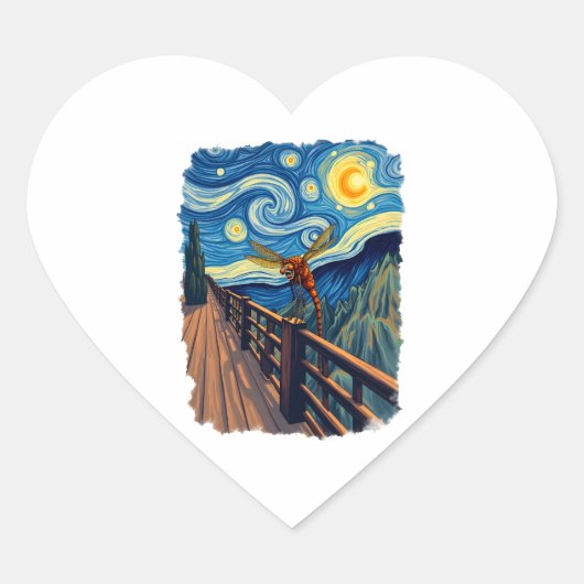 Dragonfly Lovers Artistic Dragonfly Herz-Aufkleber (Vorderseite)