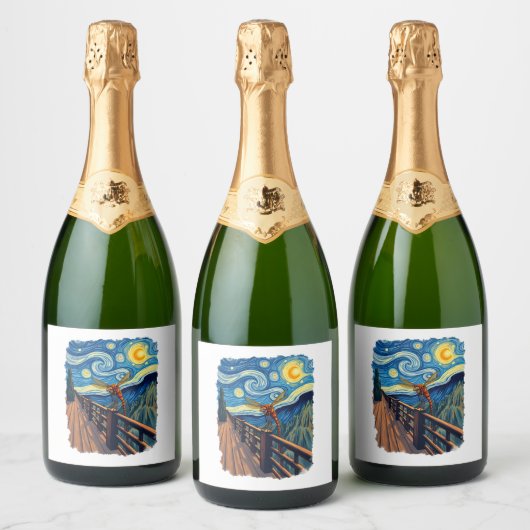 Dragonfly Lovers Artistic Dragonfly Schaumweinetikett (Flaschen)