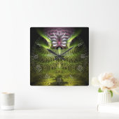 Dragonfly Magic Fraktal Kunstgalerie Quadratische Wanduhr (Zuhause)