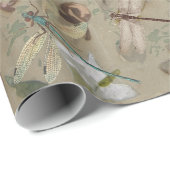 Dragonfly Marsh Cattail Lily French Wetland Verzie Geschenkpapier (Rolleneckpunkt)