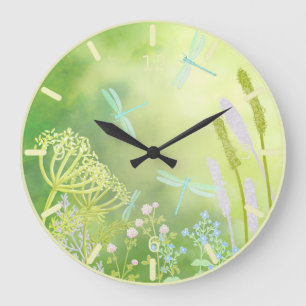 Dragonfly Meadow Große Wanduhr