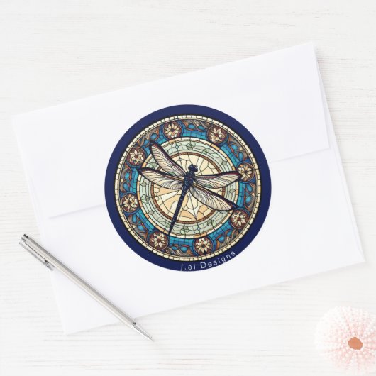 Dragonfly Medallion Runder Aufkleber (Umschlag)