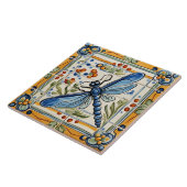 Dragonfly Mediterranes Insekt Gelb & Blau Fliese (Seite)