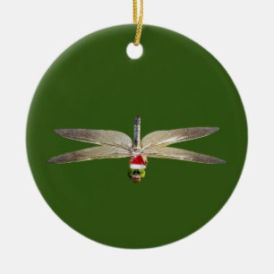 Dragonfly mit Hut Weihnachten Keramik Ornament