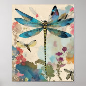 Dragonfly Mixed Media Collage Ephemere Decoupage Poster (Vorne)