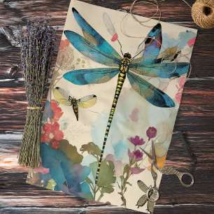 Dragonfly Mixed Media Collage Ephemere Decoupage Seidenpapier