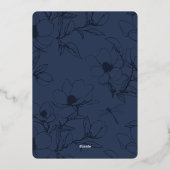 Dragonfly & Modern Blue Floral Foil Einladung (Rückseite)