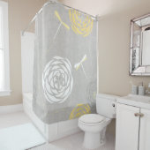 Dragonfly Moderne Blumenranunculus Circle Blume Duschvorhang (Beispiel)