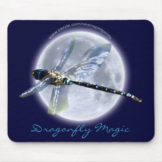 DRAGONFLY & MOON Fantasy Art Mousemat Mousepad (Vorne)