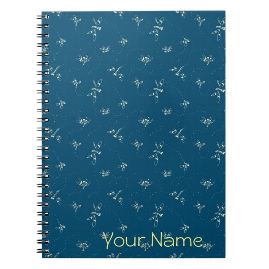 Dragonfly-Muster - individualisierbares Notebook Notizblock (Vorderseite)