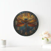 Dragonfly nature themed insect art garden style große wanduhr (Zuhause)