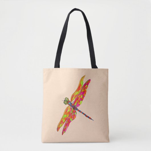 Dragonfly-Neon-Aquarellbild Tasche (Vorderseite)