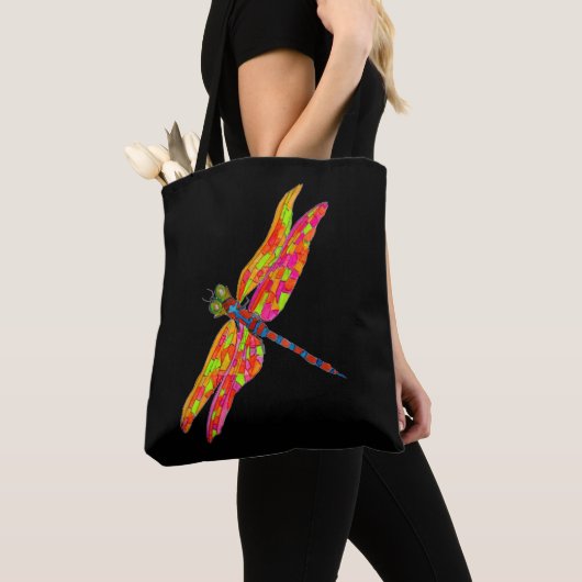 Dragonfly-Neon-Aquarellbild Tasche (Von Nahem)