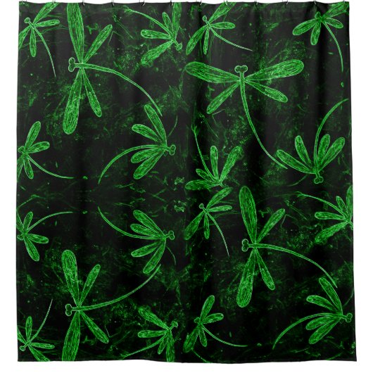 Dragonfly Neon Green Duschvorhang (Vorderseite)