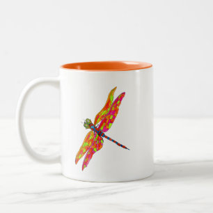 Dragonfly-Neon-Insektenbild Zweifarbige Tasse