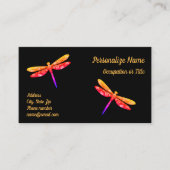 Dragonfly Neon Wings Black Gold Visitenkarte (Vorderseite)