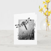 Dragonfly Note Card - Schwarz & Weiß Karte (Gelbe Blume)
