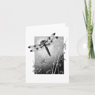Dragonfly Note Card - Schwarz & Weiß Karte