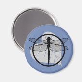 Dragonfly on Leaf Zeichnend - Wildlife Circle Seri Magnet (Vorderseite/Rückseite)