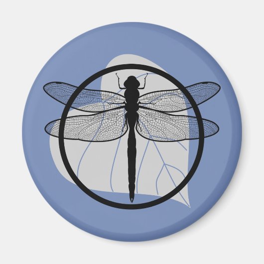 Dragonfly on Leaf Zeichnend - Wildlife Circle Seri Magnet (Vorne)