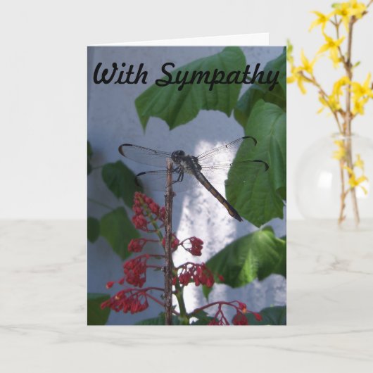Dragonfly on Sympathy Card Karte (Gelbe Blume)